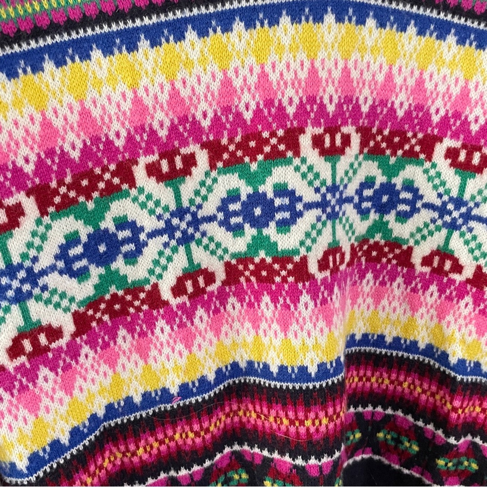 Talbots Navy Multicolored Pattern Knit Quarter Zi… - image 3